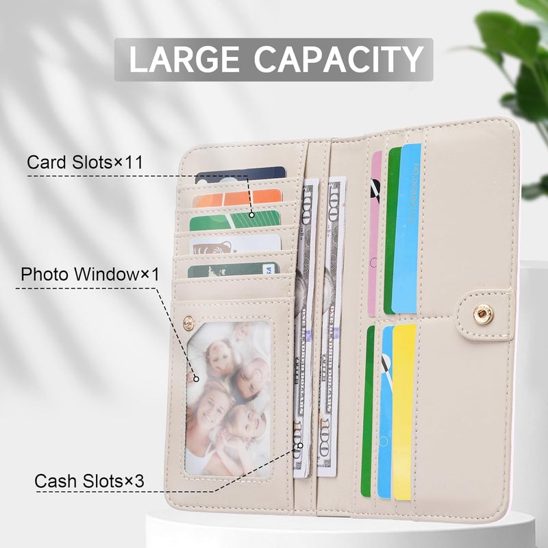 KITEVIUN RFID Wallet Women Ultra Slim Thin Womens Wallet Compact Clutch Long Ladies Wallet for Women LIGHT-PINK - Image 3